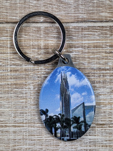Christ Cathedral Pewter Keychain - The Cathedral At Day Christ Cathedral Pewter Keychain - The Cathedral At Day
