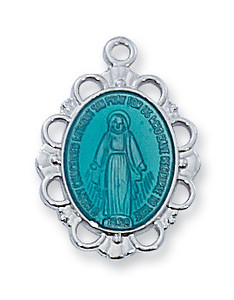 Sterling Silver Blue Miraculous Medal L576