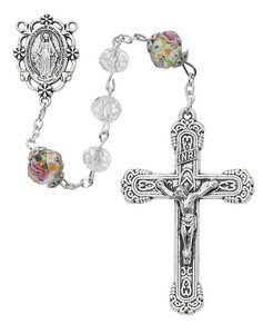 Crystal Bead Flower Rosary R887F
