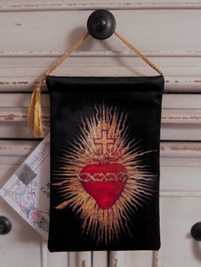 Velvet HD Print Blessings Pouch Sacred Heart Black