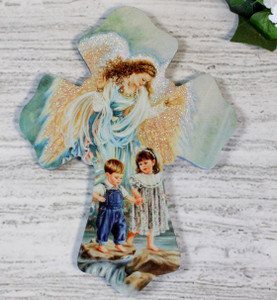 Guardian Angel Wooden Cross