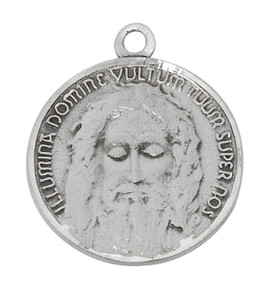 Pewter Holy Face of Jesus Medal with Hand Engraved Bright Cuts