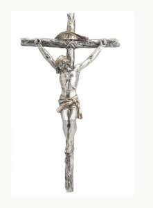 Crucifix in Pewter Style with Gold Highlights