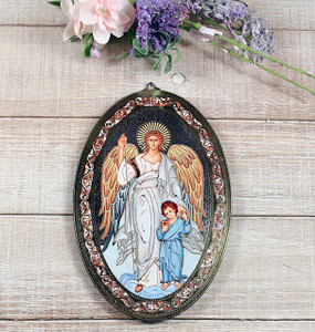 Guardian Angel and Child in Blue Icon Plaque Guardian Angel and Child in Blue Icon Plaque