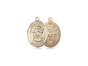 Gold Filled St. Michael / Emt Pendant, GF Lite Curb Chain, Medium Size Catholic Medal, 3/4" x 1/2"