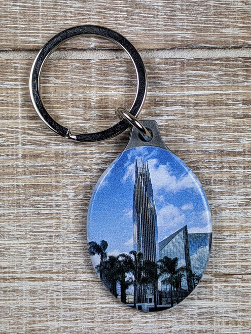 Christ Cathedral Pewter Keychain - The Cathedral At Day