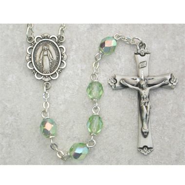 Peridot (August) Birthstone Sterling Silver Rosary 875L-PEF