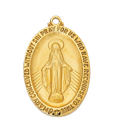 18KT Gold on Sterling Silver Miraculous Medal J336MI