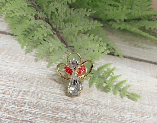 Rose October Birthstone Angel Pin