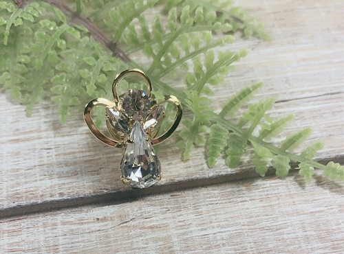Crystal April Birthstone Angel Pin