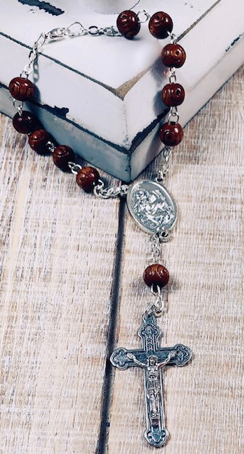 Wood Auto Rosary Saint Christopher