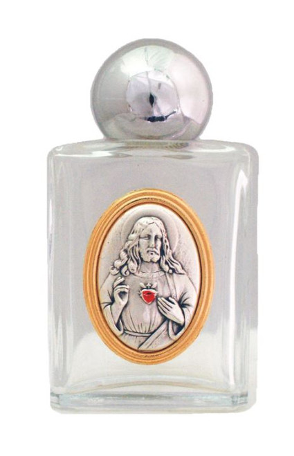 Sacred Heart of Jesus Glass Holy Water Bottle
