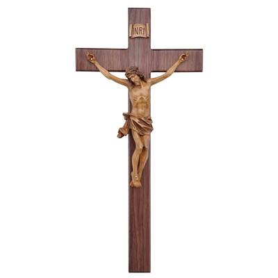 20" Walnut Wall Crucifix, 8.25" Corpus, WF11