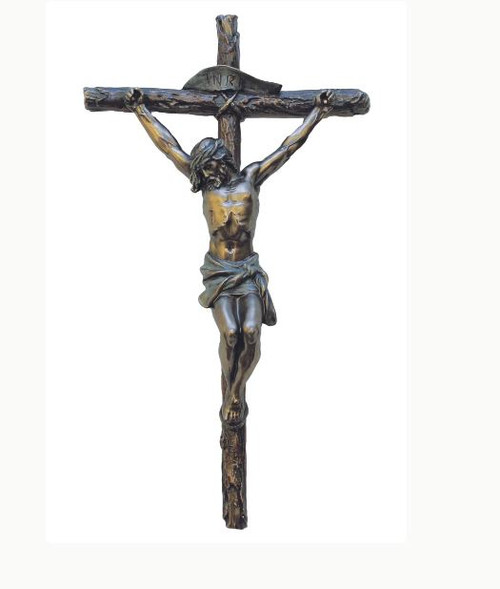 Crucifix in Lightly Hand-Painted Cold Cast Bronze