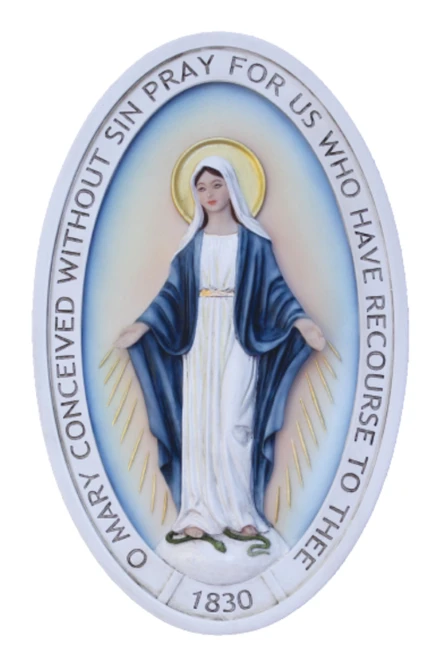 Miraculous Medal Plaque in Fully Hand-Painted Color