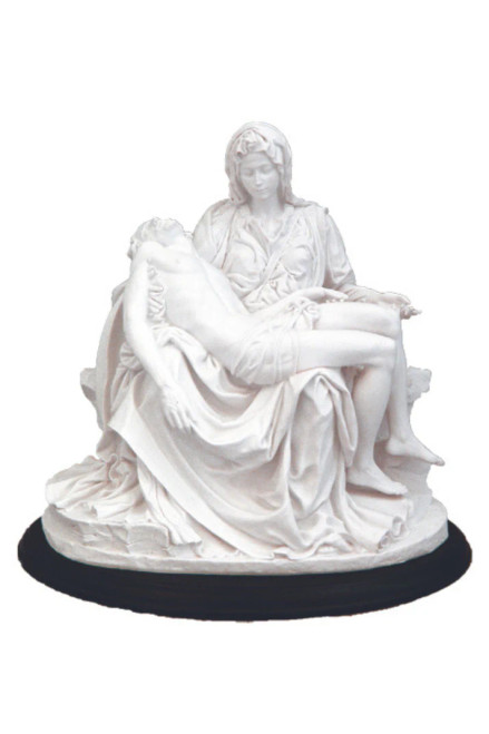 SR-75039-W Pieta in White on a Black Wood Base
