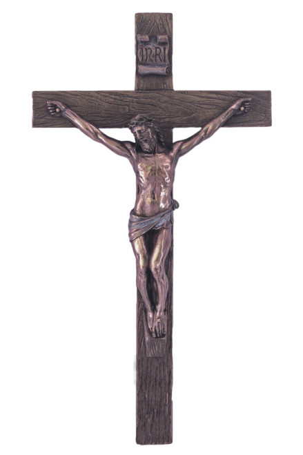 SR-75216 Crucifix in Lightly Hand-Painted Cold Cast Bronze