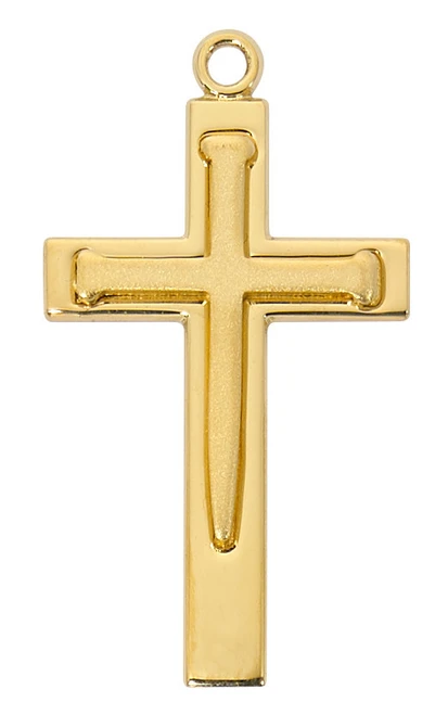 Gold over Sterling Silver Nail Cross on 24" Chain J9227