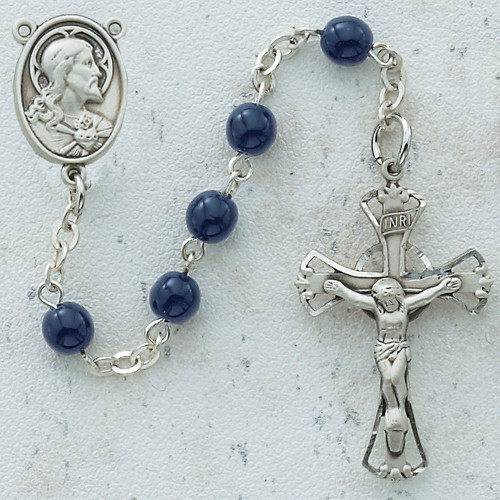 6mm Blue Glass Bead Rosary R38DG