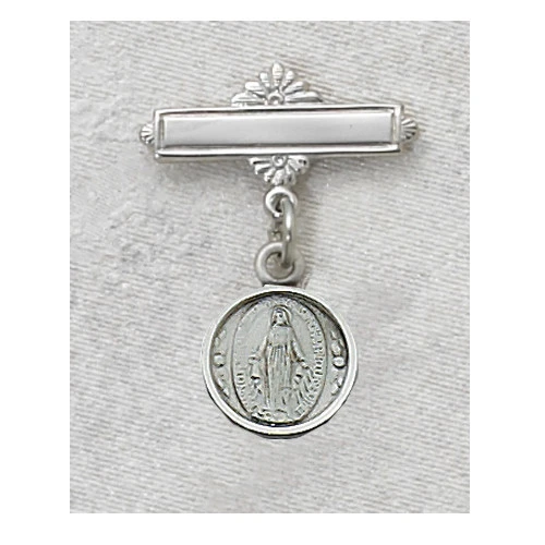Sterling Silver Miraculous Medal Baby Pin 422LMIT