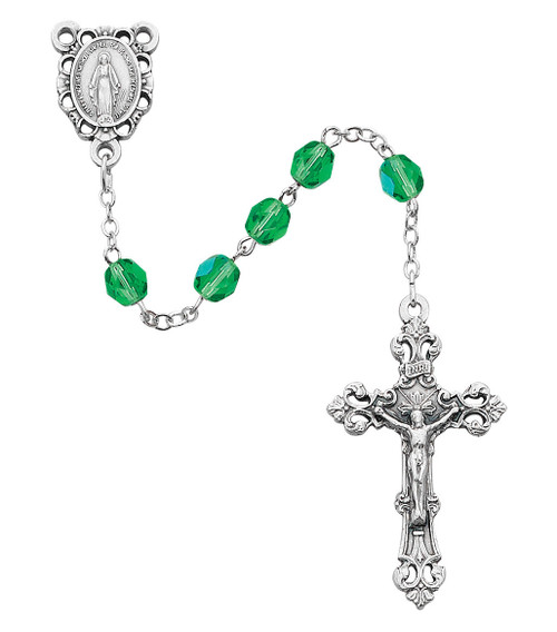 6mm AB Peridot-Colored August Birthstone Rosary R391-PEKF