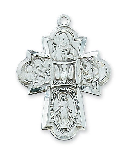 Sterling Silver Four-Way Medal on 24" Chain L2410