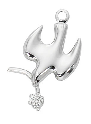 Sterling Silver Holy Spirit Dove with CZ on 16-18" Chain L9243