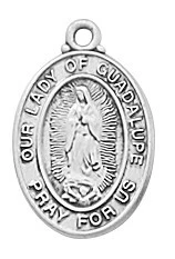 Sterling Silver Baby Our Lady of Guadalupe Medal on 13" Chain L740BT