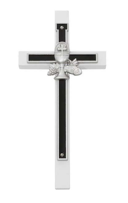 6" White and Black Enamel Chalice Wall Cross 75-66