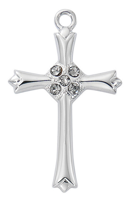 Sterling Silver Cross with CZ Stones on 18" Chain L9235