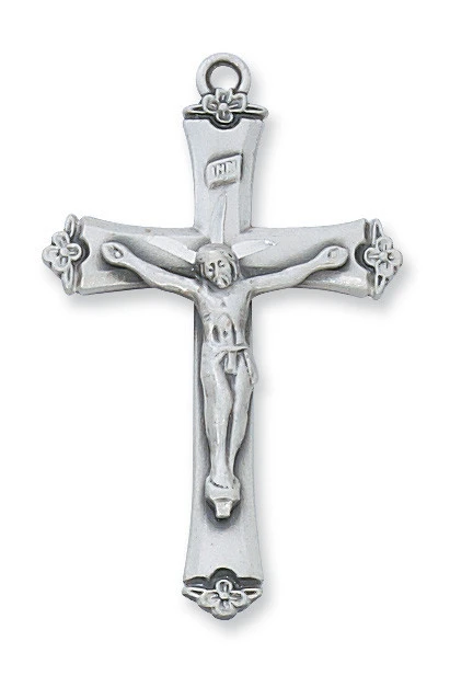 Sterling Silver Crucifix on 18" Stainless Steel Chain L8073