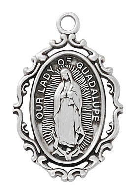 Our Lady of Guadalupe Sterling Silver Medal on 18" Chain L785