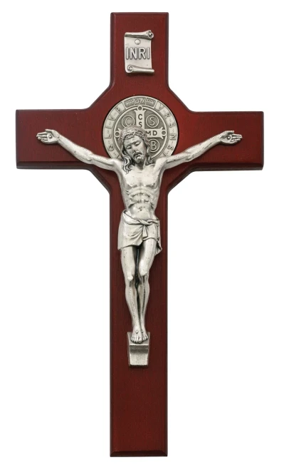 10.5" Cherry Wood St. Benedict Wall Crucifix 79-42672