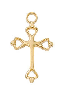 Gold over Sterling Silver Baby Cross on 13" Chain J8003BT