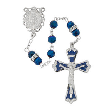 6mm Metallic Blue Crystal Rosary R983F