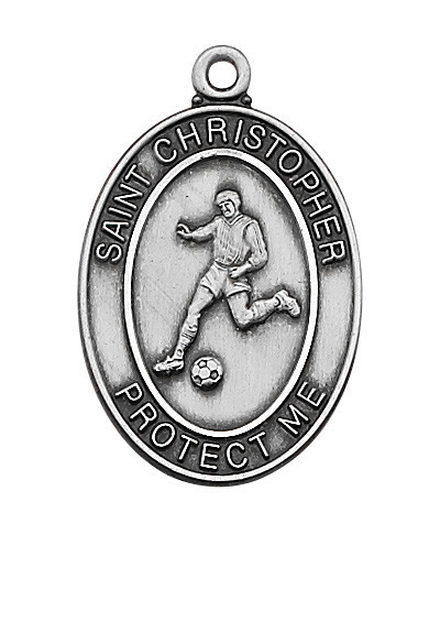 Boys Soccer Sterling Silver Medal on 24" Chain L675SR