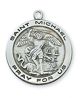 Sterling Silver St. Michael Medal on 18" Chain L515MK