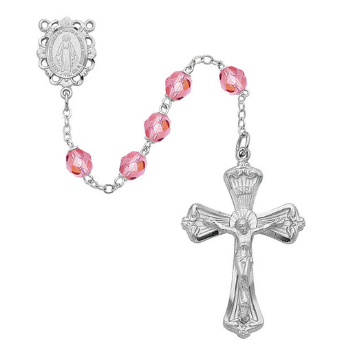 6mm Rose Color Bead Rosary 880-RSKF