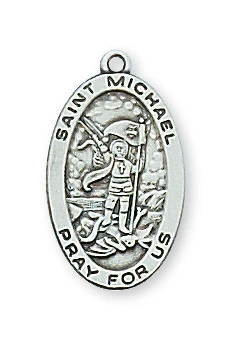 Sterling Silver St. Michael Medal on 18" Chain L464MK