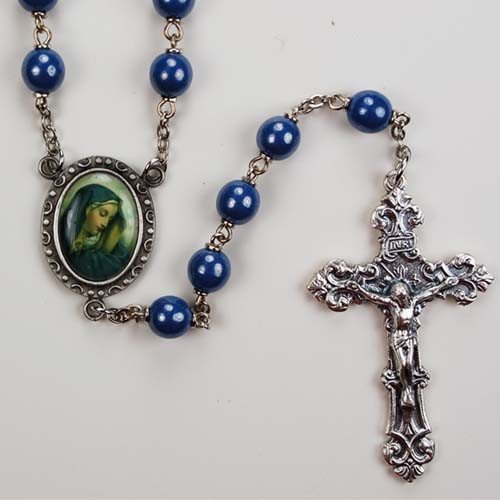 7mm Blue Our Lady of Sorrows Rosary R165DF