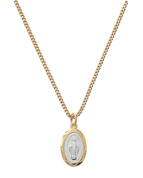 Gold over Sterling Silver Two-Tone Baby Miraculous Medal on 13" Chain J802B