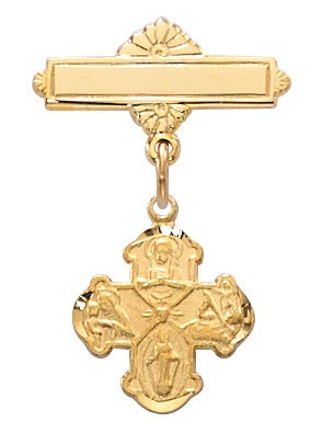 Gold over Sterling Silver Four-Way Medal Baby Pin 428JT