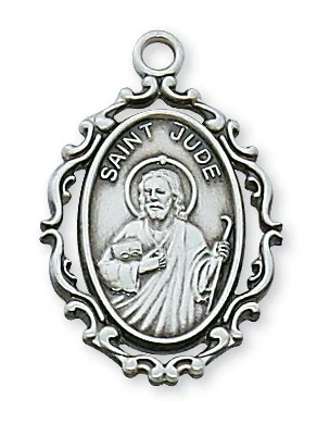 Sterling Silver St. Jude Medal on 18" Chain L621JU