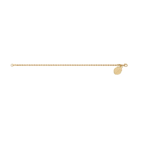 7.5" Gold Plated Rope Bracelet with Miraculous Medal BR136