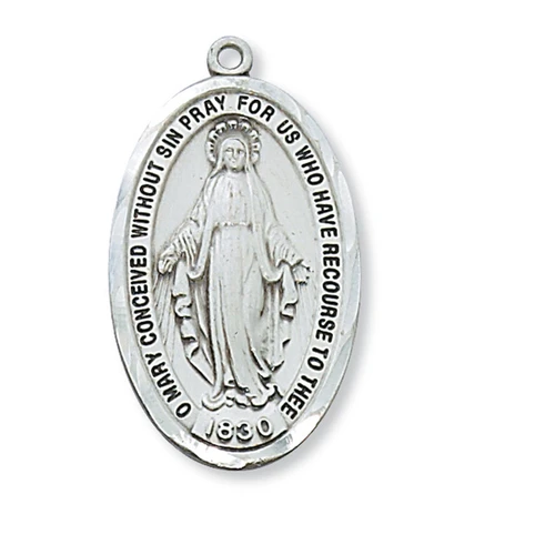 Sterling Silver Miraculous Medal on 27" Chain LMG1-27