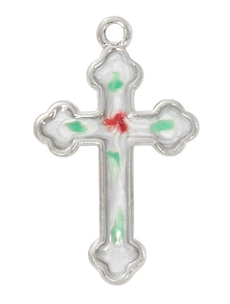Sterling Silver Cloisonne Cross on 16-18" Chain L9321