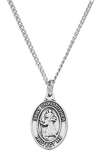 Sterling Silver Baby St. Christopher Medal on 13" Chain L739B