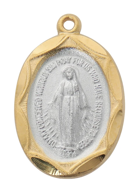 Gold over Sterling Silver Two-Tone Miraculous Medal on 18" Chain JT1603MI