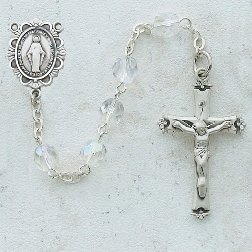 6mm Crystal First Communion Rosary 933RW