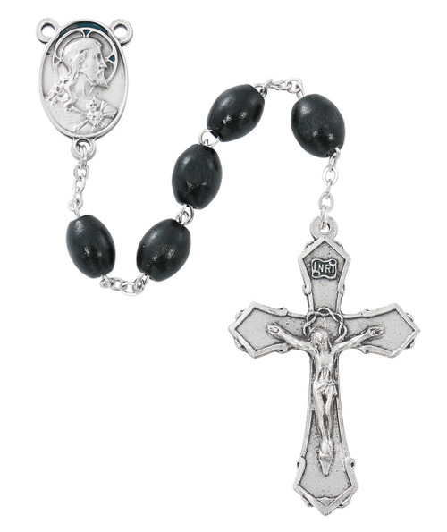 6x8mm Black Wood Rosary R903F